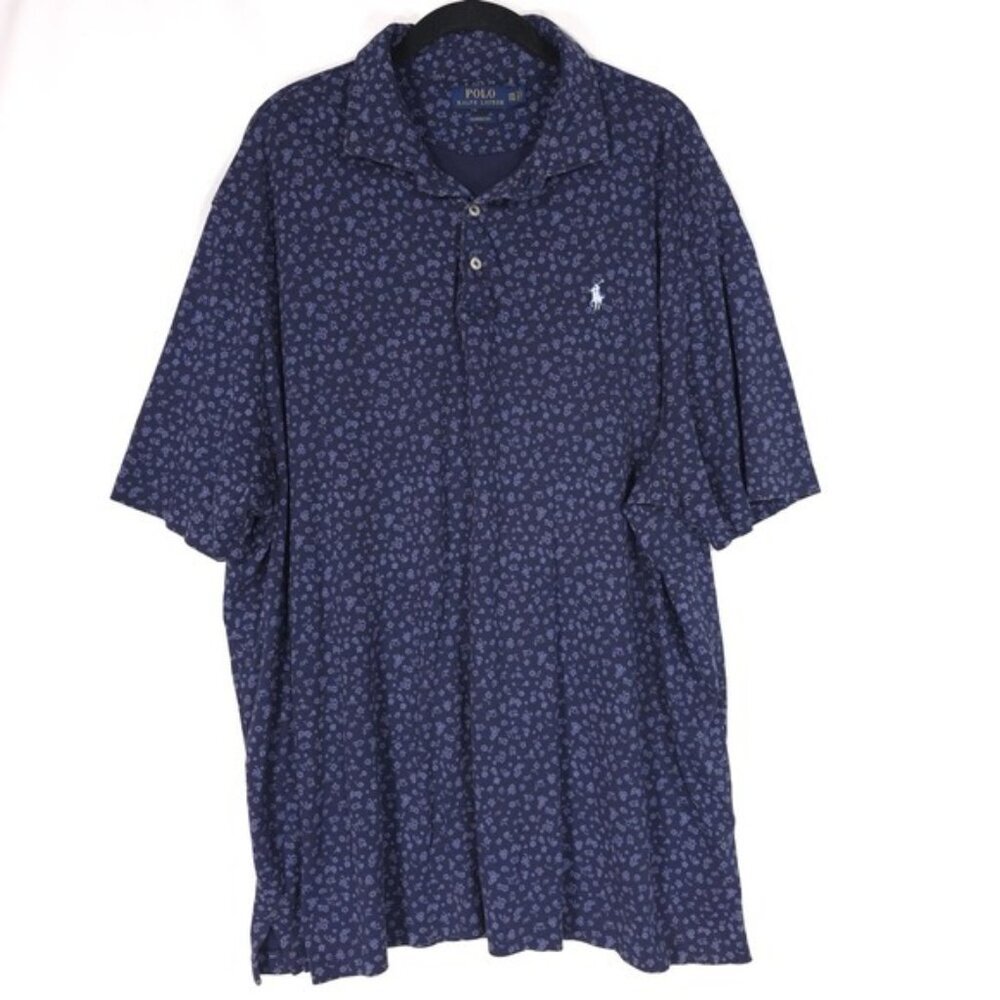 POLO RALPH LAUREN Classic Fit Men's Soft Polo Shirt XXL Navy Floral Vintage‎